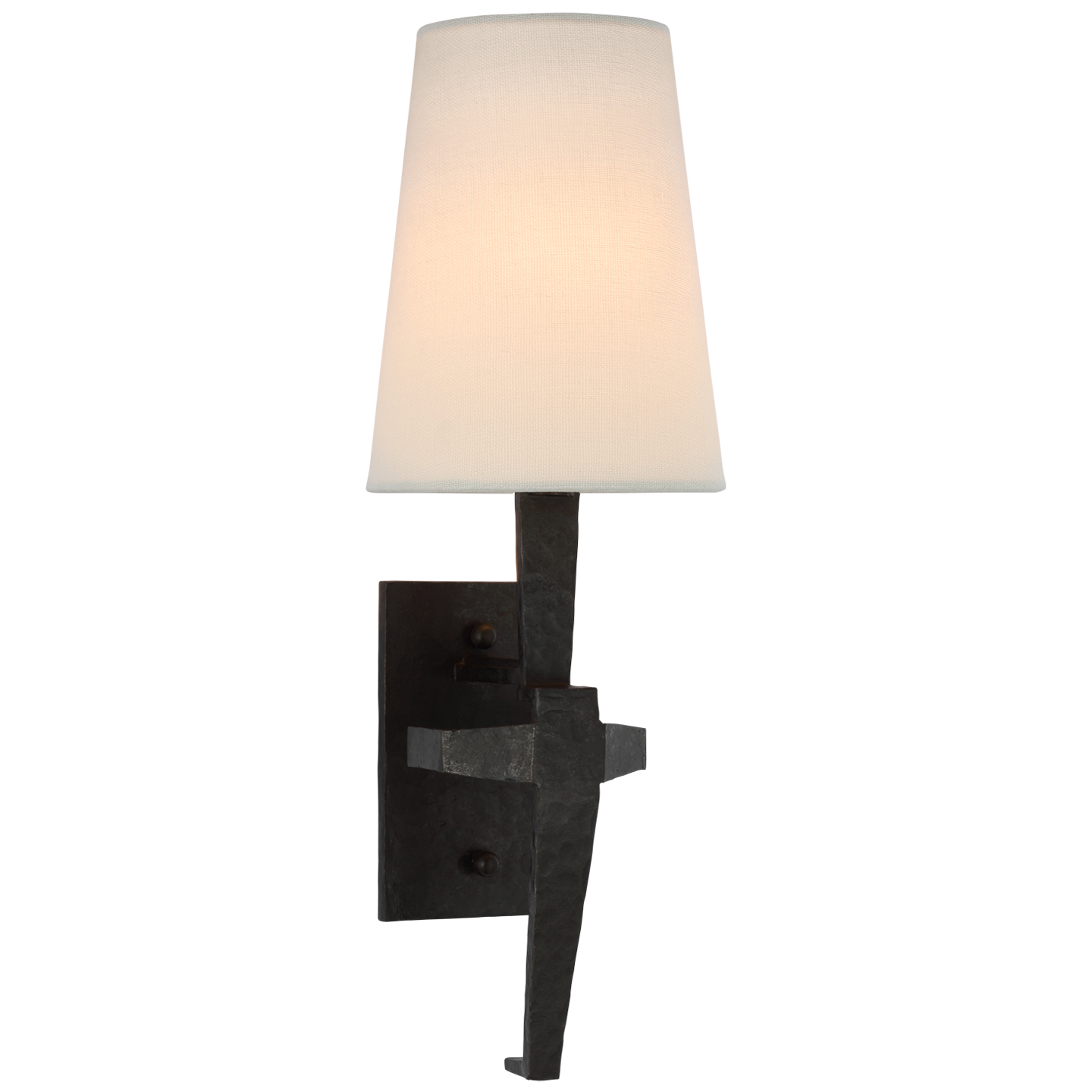 Francesco Single Sconce in Aged Iron with Linen Shade